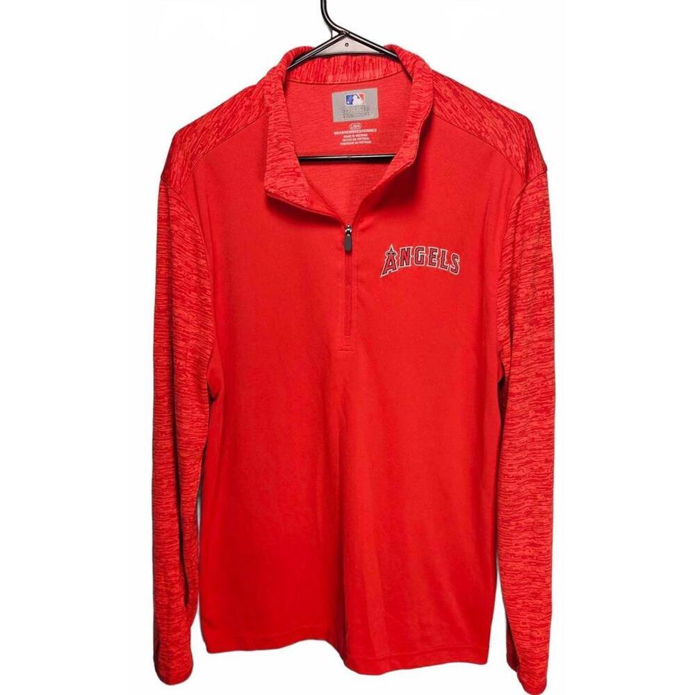 Los Angeles Angels Red Long Sleeve Quarter Zip Pullover Size Large